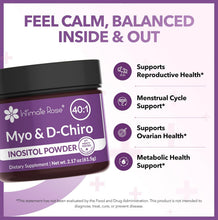 Cargar imagen en el visor de la galería, Myo-inositol y D-quiro inositol para mujeres, Intimate Rose, equilibrio hormonal y apoyo ovárico para mujeres, proporción ideal de 40:1, en polvo, 2.17 onzas
