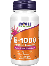 Cargar imagen en el visor de la galería, Vitamina E, 1000 IU, 670 mg, 50 softgels (cápsulas blandas)
