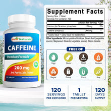 Cargar imagen en el visor de la galería, Cafeina, 200 mg, 120 tabletas
