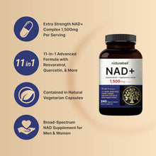 Cargar imagen en el visor de la galería, NAD+ con resveratrol y ácido hialurónico, Complejo 11 en 1 , quercetina, fisetina, colágeno y más – Sin OMG, 240 cápsulas
