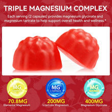 Cargar imagen en el visor de la galería, Glicinato de Magnesio, 120 gomitas, 600 mg, sin azúcar
