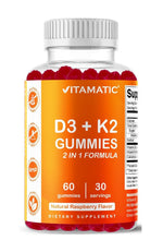 Cargar imagen en el visor de la galería, Vitamina D3 + K2, 60 gomitas
