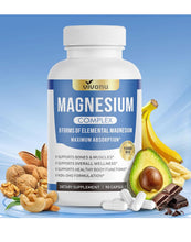 Cargar imagen en el visor de la galería, Complejo de magnesio (Magnesium Complex) de 1000 mg para mujeres y hombres, 8 elementos elementales con glicinato de magnesio, citrato, malato, taurato, óxido, carbonato, aspartato, orotato para huesos, músculo, 90 cápsulas
