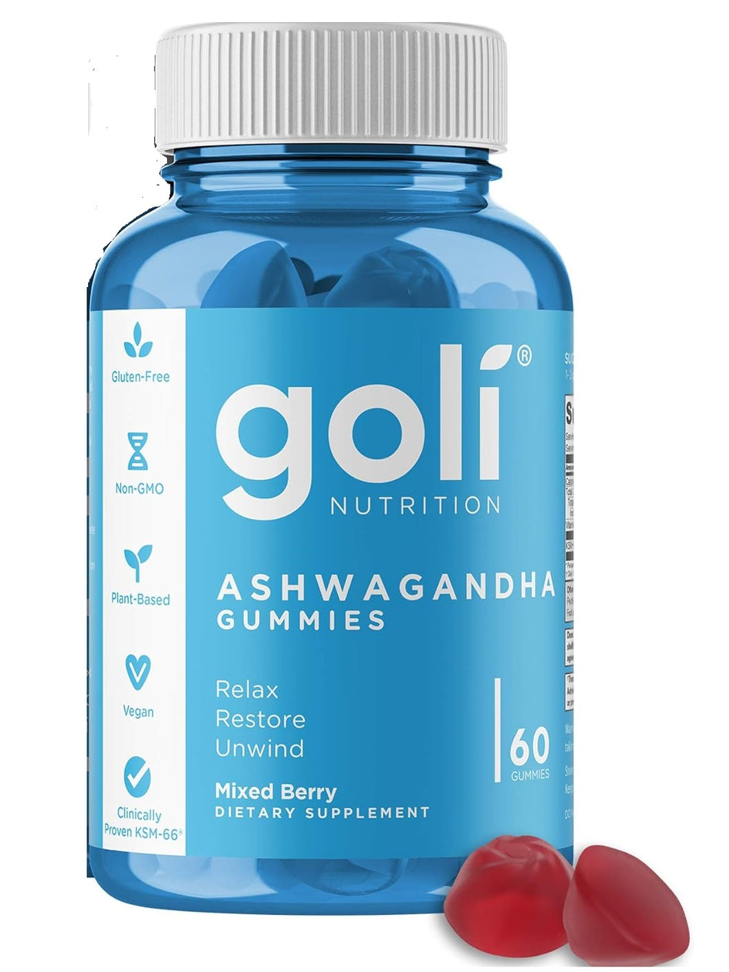 Ashwagandha Goli, en gomitas, mejora el sueño, disminuye el estrés y la ansiedad, 60 gomitas