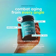 Cargar imagen en el visor de la galería, NAD+, Resveratrol, con té verde y astaxantina para mujeres y hombres, Urolitina A, Coq10 y ácido alfa lipoico, 60 cápsulas

