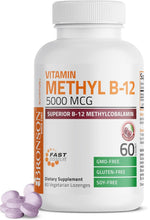 Cargar imagen en el visor de la galería, Metil B12 5000 mcg Vitamina B12 Metilcobalamina, Bronson,  Energía y Apoyo Cerebral,  60 Pastillas
