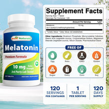 Cargar imagen en el visor de la galería, Melatonina de 10 mg, 120 tabletas, para mejorar tu sueño por todo un año, Best Nature's
