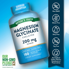 Cargar imagen en el visor de la galería, Glicinato de Magnesio Nature’s Truth 200 mg, 180 Cápsulas | Apoyo a la Relajación, Salud Muscular, Sistema Nervioso y Descanso Nocturno
