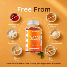 Cargar imagen en el visor de la galería, Vitamina D3 + K2 Vitamatic 5000 UI / 140 mcg , 60 Gomitas, Sabor Frambuesa | Apoyo a la Salud Ósea, Sistema Inmunológico y Cardiovascular
