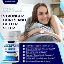 Cargar imagen en el visor de la galería, Glicinato de Magnesio Quelado Decent Nature 500 mg, 90 Cápsulas | Alta Absorción, Apoyo al Sueño, Relajación, Salud Muscular, Huesos y Sistema Nervioso
