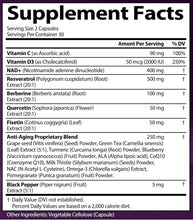 Cargar imagen en el visor de la galería, NAD+, Resveratrol, con Berberina, Quercetina, CoQ10, Fórmula 18 en 1, antienvejecimiento para mujeres y hombres, 60 cápsulas
