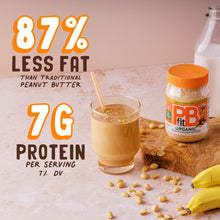 Cargar imagen en el visor de la galería, Mantequilla de maní orgánica en polvo PBfit de 226 g, pasta de maní en polvo hecha con maní tostado prensado real, 7 g de proteína (7 % VD), sin gluten, 60 calorías, 87 % menos de grasa (paquete de 1)
