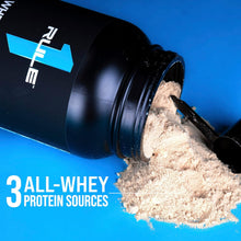 Cargar imagen en el visor de la galería, Proteína WHEY, Rule 1, 100% de suero, Vainilla, 5 libras

