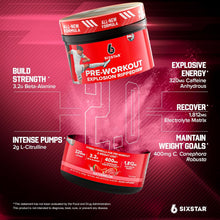 Cargar imagen en el visor de la galería, Six Star Pre-Workout Explosion, Suplemento en polvo de energía preentrenamiento para hombres y mujeres, 30 servicios
