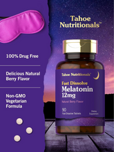 Cargar imagen en el visor de la galería, Melatonina Tahoe Nutritionals 12 mg de Disolución Rápida ,90 Tabletas, Sabor Frutos del Bosque | Ayuda a Conciliar el Sueño y Favorece el Descanso Nocturno

