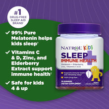 Cargar imagen en el visor de la galería, Melatonina + Elderberry + Zinc + Sleep + Vitaminas C y D. Para niños. Immune Natrol kids.
