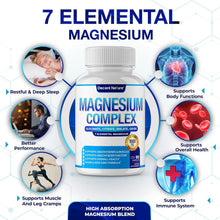 Cargar imagen en el visor de la galería, Complejo de magnesio (magnesium complex): Glicinato, Citrato, Malato, y Óxido de magnesio, 90 cápsulas
