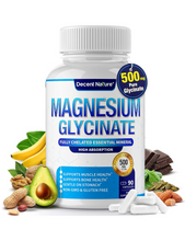Cargar imagen en el visor de la galería, Glicinato de Magnesio Quelado Decent Nature 500 mg, 90 Cápsulas | Alta Absorción, Apoyo al Sueño, Relajación, Salud Muscular, Huesos y Sistema Nervioso
