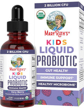 Cargar imagen en el visor de la galería, Probiótico líquido orgánico para niños MaryRuth's, USDA, sabor frutos rojos, 59 ml. Salud intestinal, probióticos para la salud digestiva, suplemento para el sistema inmunitario, probiótico para niños, con 2 mil millones de UFC, vegano, sin OGM.
