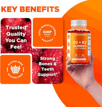 Cargar imagen en el visor de la galería, Vitamina D3 + K2, 60 gomitas
