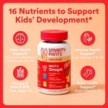 Cargar imagen en el visor de la galería, SmartyPants Multivitamínicos en gomitas para niños con Omega 3 DHA/EPA, Vitaminas D3, C, B12, B6, A, K y Zinc; sin gluten, etiqueta limpia, tres sabores frutales, 60 gomitas
