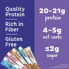 Cargar imagen en el visor de la galería, Quest Nutrition Ultimate Variety Pack de Barras de Proteína, Alto Contenido de Proteína, Bajo en Carbohidratos, Sin Gluten, Apto para Keto, Caja de 12 unidades
