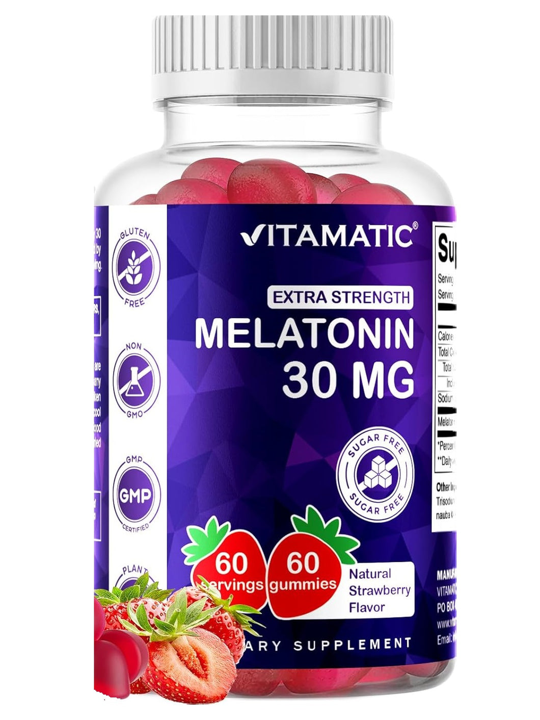 Melatonin 30 mg, Vitamatic, 60 gomitas, 60 servicios