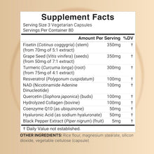 Cargar imagen en el visor de la galería, NAD+ con resveratrol y ácido hialurónico, Complejo 10 en 1 , quercetina, fisetina, colágeno y más – Sin OMG, 240 cápsulas
