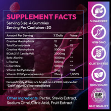 Cargar imagen en el visor de la galería, Gomitas de creatina monohidrato, 9000 mg, pre-entrenamiento para hombres y mujeres, gomita de creatina con L-taurina, BCAA 2:1, B12,  para apoyo muscular, mejorar la fuerza, 120 gomitas
