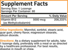 Cargar imagen en el visor de la galería, Metil B12 5000 mcg Vitamina B12 Metilcobalamina, Bronson,  Energía y Apoyo Cerebral,  60 Pastillas

