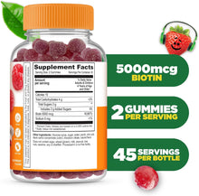 Cargar imagen en el visor de la galería, Biotina para niños, 5000 mcg, 90 gomitas
