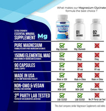 Cargar imagen en el visor de la galería, Glicinato de Magnesio Quelado Decent Nature 500 mg, 90 Cápsulas | Alta Absorción, Apoyo al Sueño, Relajación, Salud Muscular, Huesos y Sistema Nervioso
