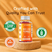 Cargar imagen en el visor de la galería, Vitamina D3 + K2 Vitamatic 5000 UI / 140 mcg , 60 Gomitas, Sabor Frambuesa | Apoyo a la Salud Ósea, Sistema Inmunológico y Cardiovascular
