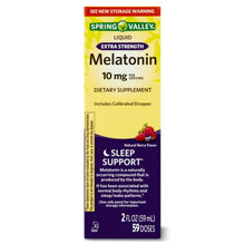 Cargar imagen en el visor de la galería, Melatonina liquida para adultos, Spring Valley, 10 mg, mejora tu sueño 100% natural
