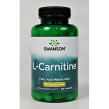 Cargar imagen en el visor de la galería, L-Carnitina:  Convierte la grasa en energía. Reduce fatiga, ayuda a la recuperación post ejercicio. Swanson. 500 mg. 100 tabletas
