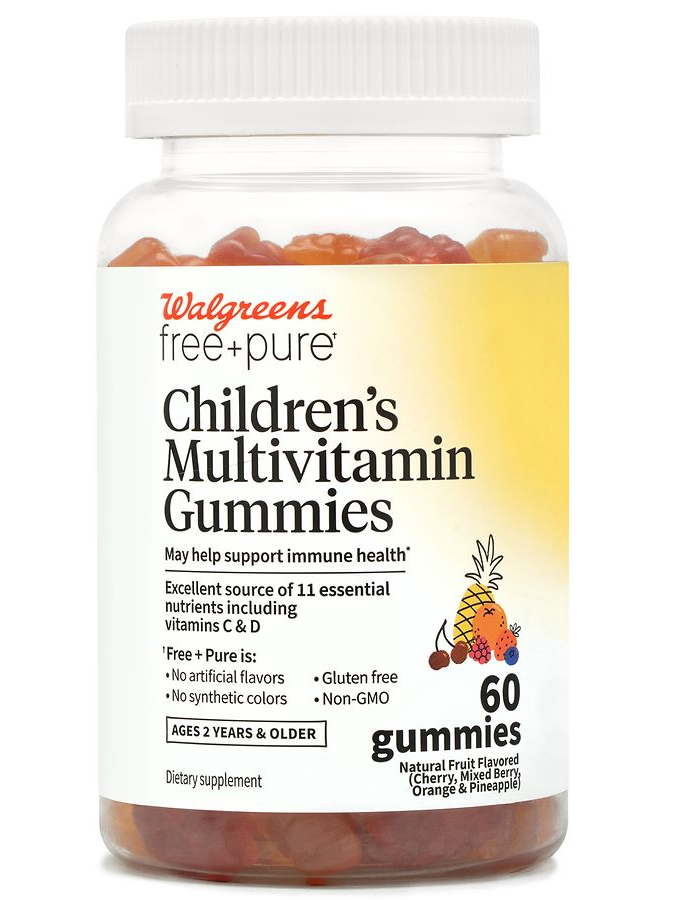 Multivitamínico para niños, puro y libre de sustancias artificiales, 60 gomitas