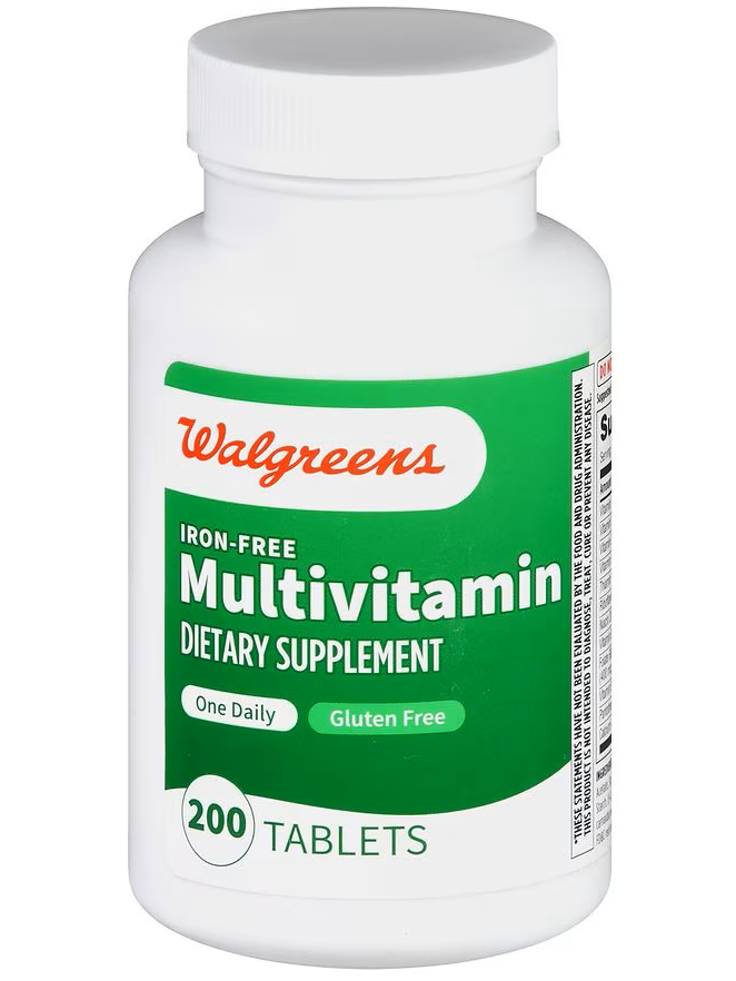 Multivitamínico sin hierro, Walgreens, 200 tabletas