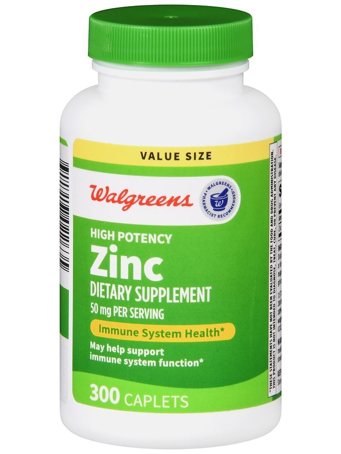 Zinc 50 mg, Walgreens, 300 capletas