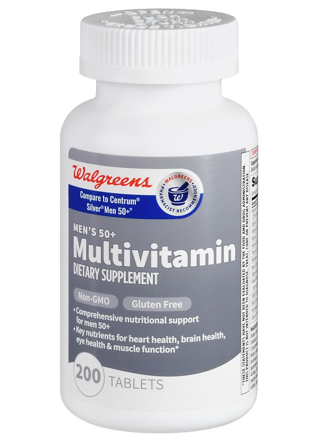 Multivitamínico para hombres mayores de 50 años, Walgreens, 200 tabletas