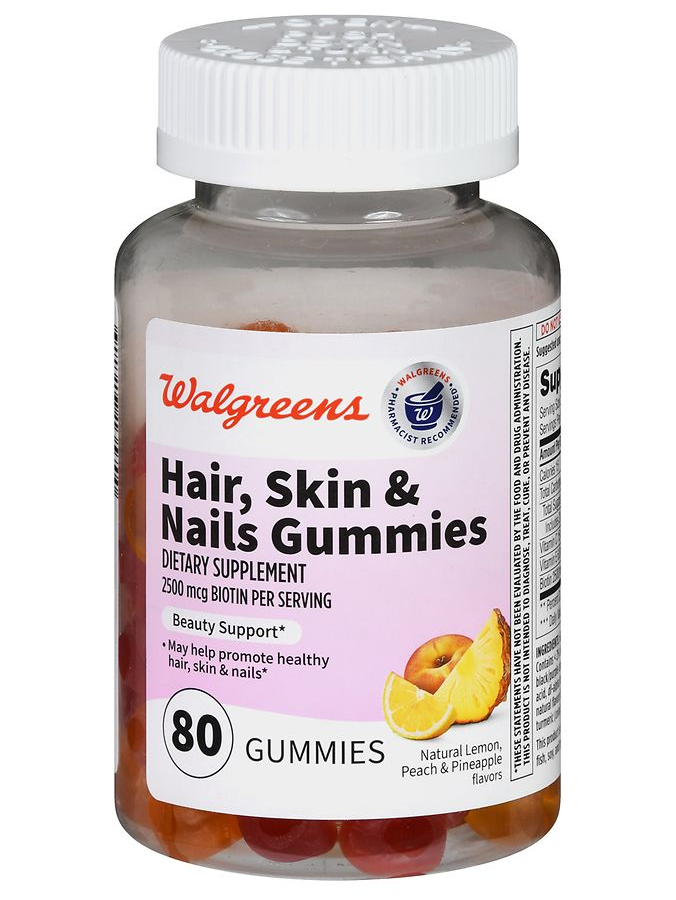 Pelo, Piel, y Uñas: Walgreens, 80 gomitas PPU