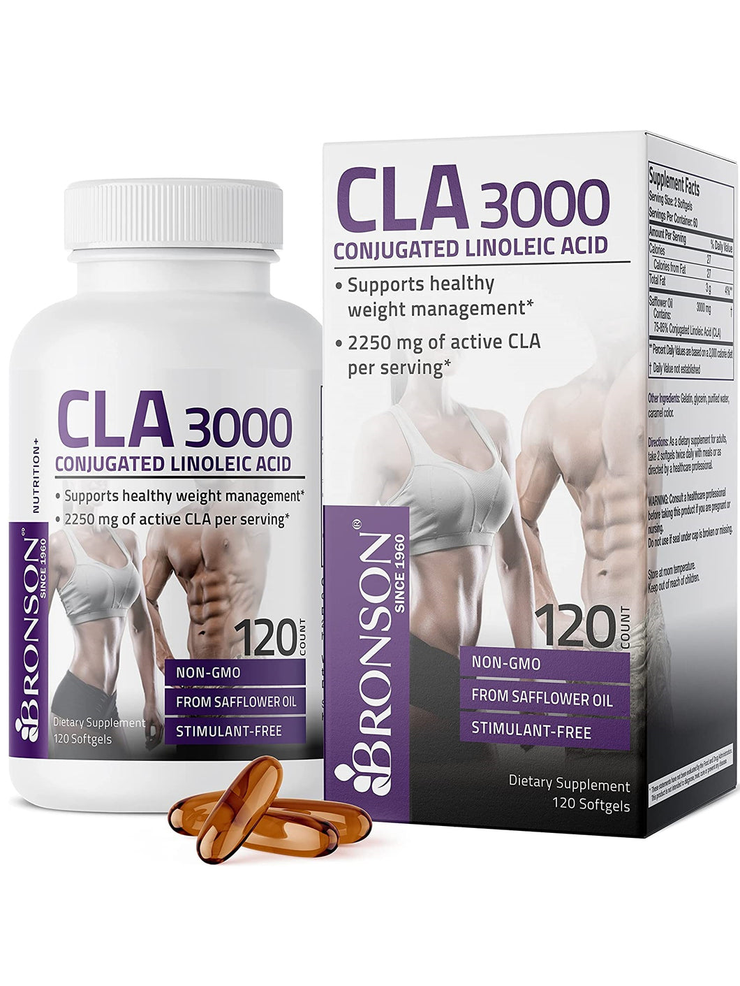CLA 3000, conjugado de potencia extra alta sin GMO, 120 cápsulas, reduce apetito, reduce grasa, aumenta músculos