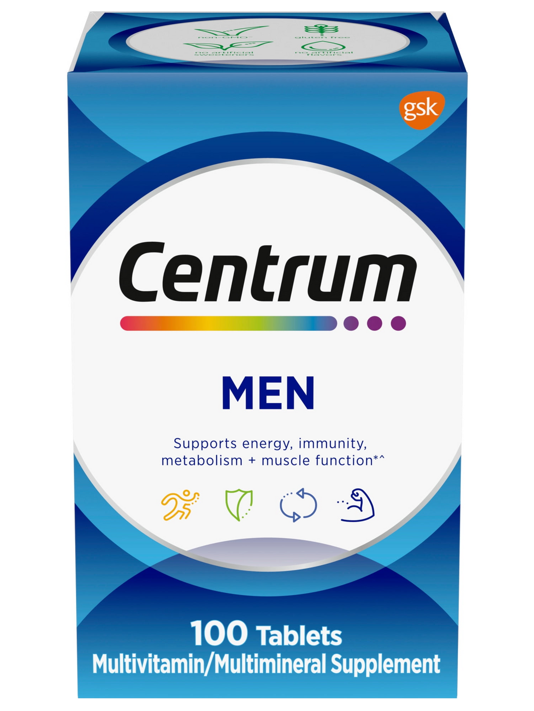 Centrum para hombres: Vitaminas, Minerales, Energía, Metabolismo, Inmunidad, Músculos y Huesos. 100 tabletas multivitaminico
