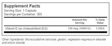 Cargar imagen en el visor de la galería, Vitamina D3, Vitacost, 250 mcg (10,000 IU) 365 cápsulas (dura todo un año)
