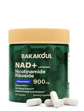 Cargar imagen en el visor de la galería, Bakakoul NAD+ Nicotinamida liposomal ribósido 900 mg con resveratrol, 90 cápsulas
