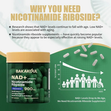 Cargar imagen en el visor de la galería, Bakakoul NAD+ Nicotinamida liposomal ribósido 900 mg con resveratrol, 90 cápsulas
