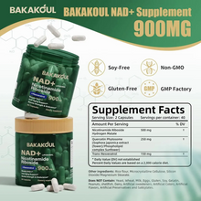 Cargar imagen en el visor de la galería, Bakakoul NAD+ Nicotinamida liposomal ribósido 900 mg con resveratrol, 90 cápsulas
