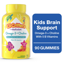 Cargar imagen en el visor de la galería, Omega 3 + Colina para Niños L’il Critters, 90 Gomitas | Apoyo al Desarrollo Cerebral, Memoria, Aprendizaje y Salud Cognitiva
