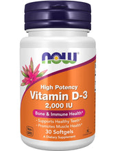 Cargar imagen en el visor de la galería, Vitamina D3, 2,000 IU, Now, 30 softgels

