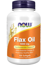 Cargar imagen en el visor de la galería, Aceite de Lino 1,000 mg (Flax oil), Now, 100 softgels
