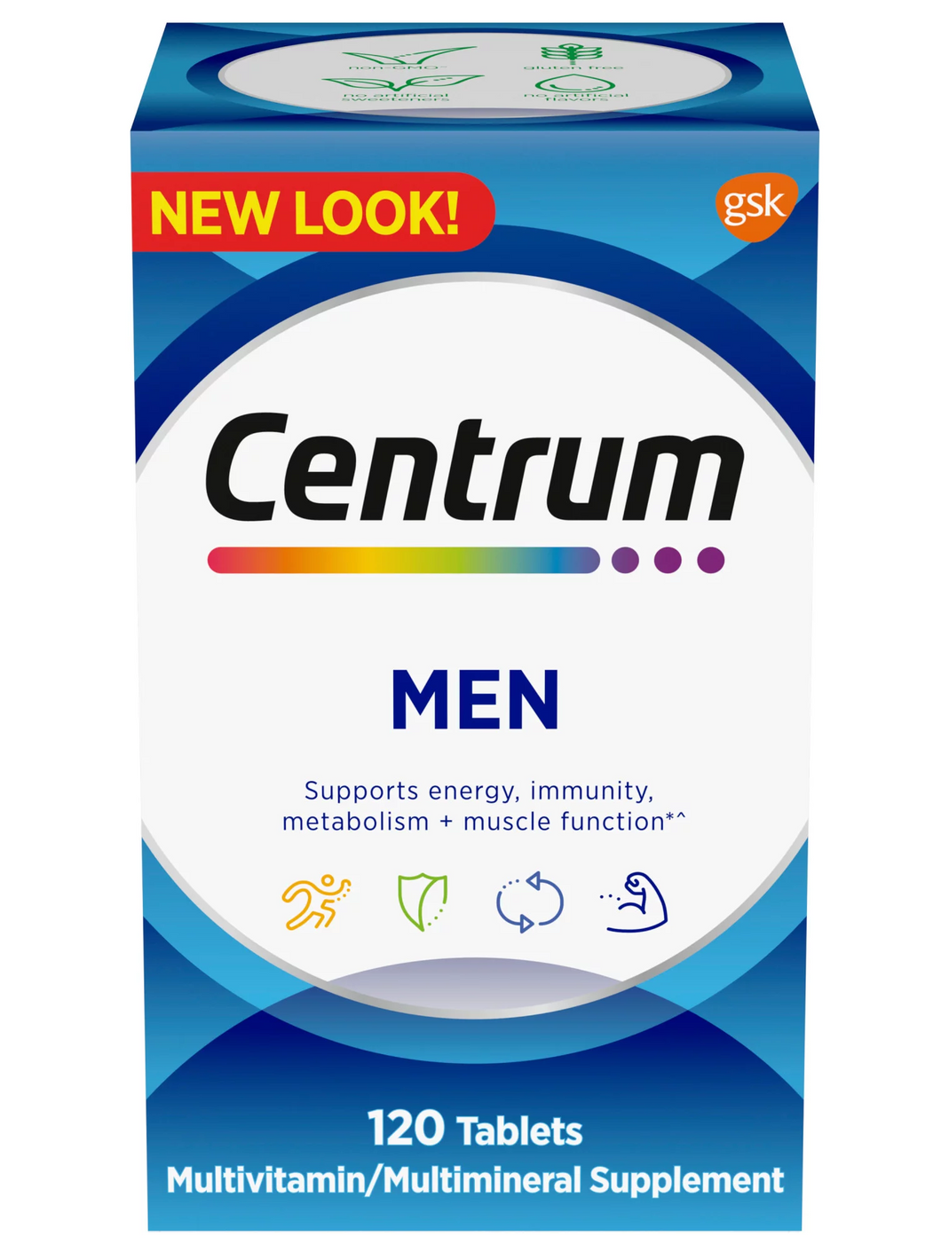 Multivitamínico Centrum para hombres: Vitaminas, Minerales, Energía, Metabolismo, Inmunidad, Músculos y Huesos. 120 tabletas